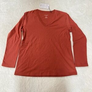 MM LaFleur Womens Size Small Asher V Neck Pima Cotton Long Sleeve T Shirt